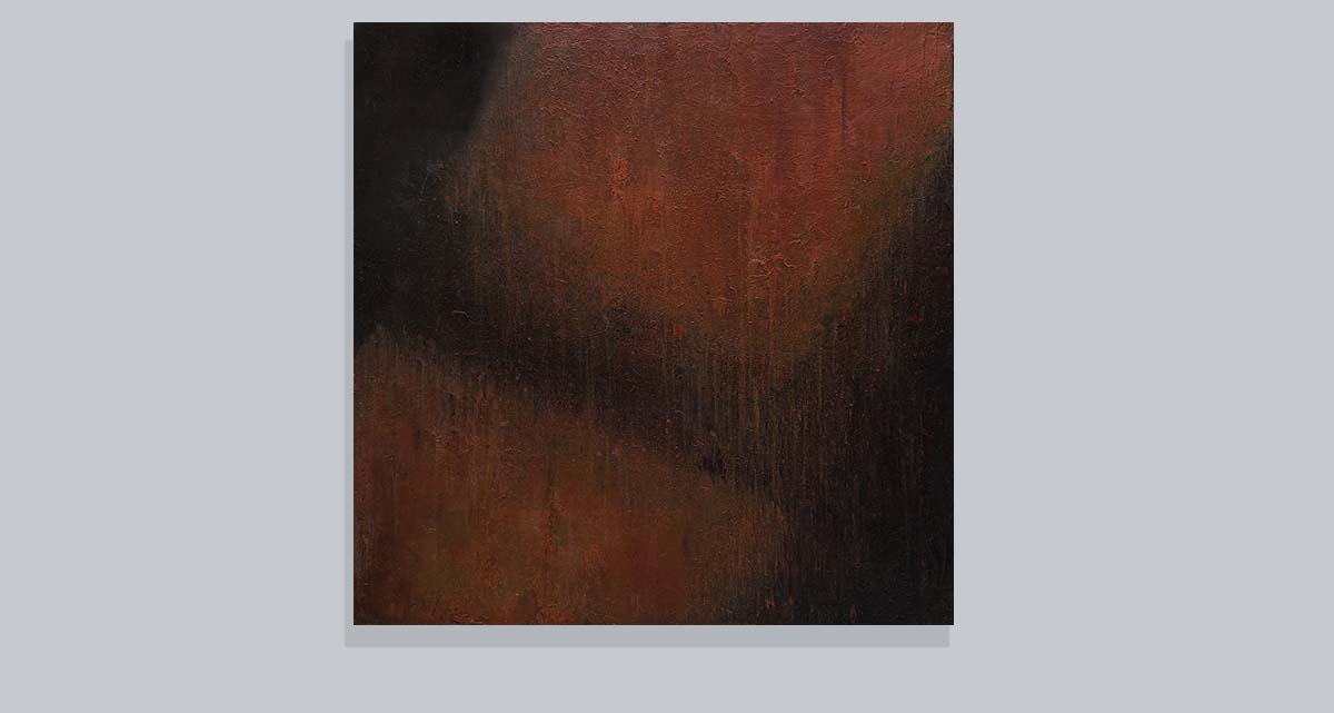 oil on canvas in dark burgundy