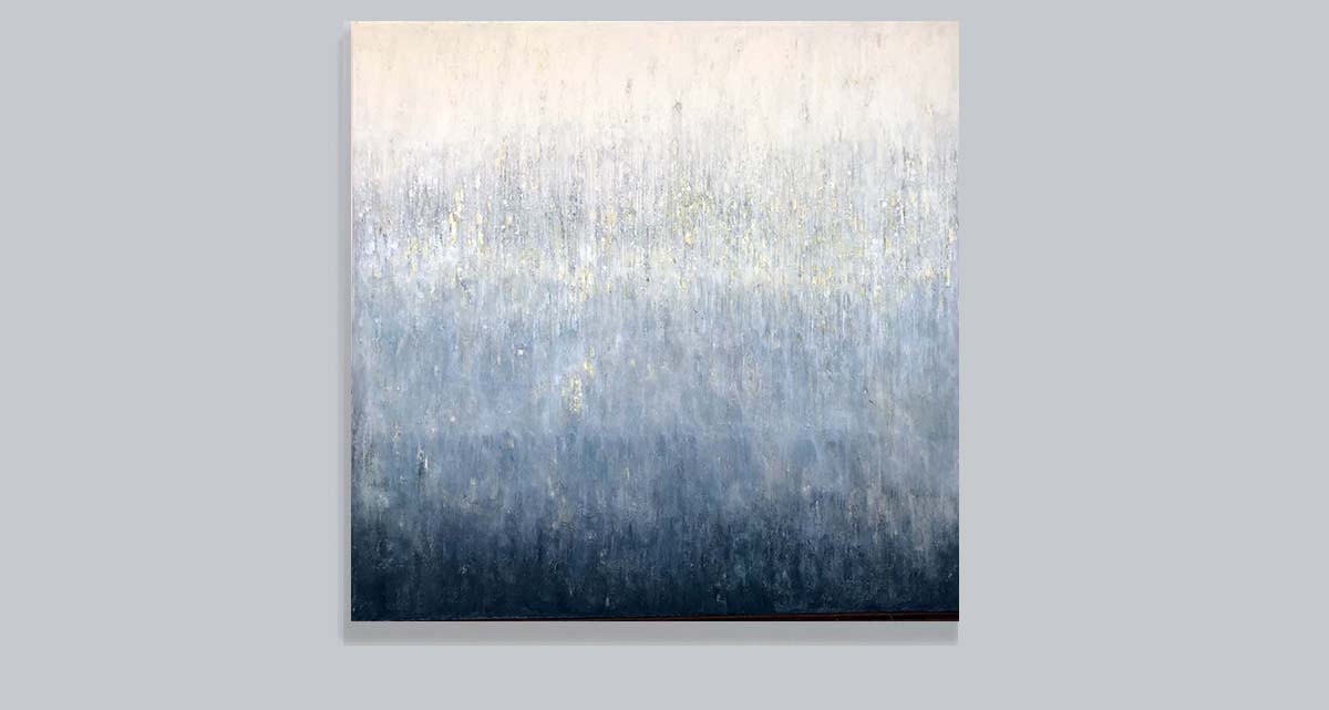 oil on canvas, grey and yellow